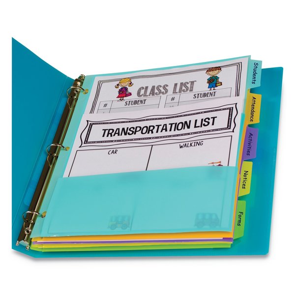 C-Line Products Index Dividers with Multi-Pockets, 5-Tab, 11.5 x 10, Assorted, 1 Set 07650